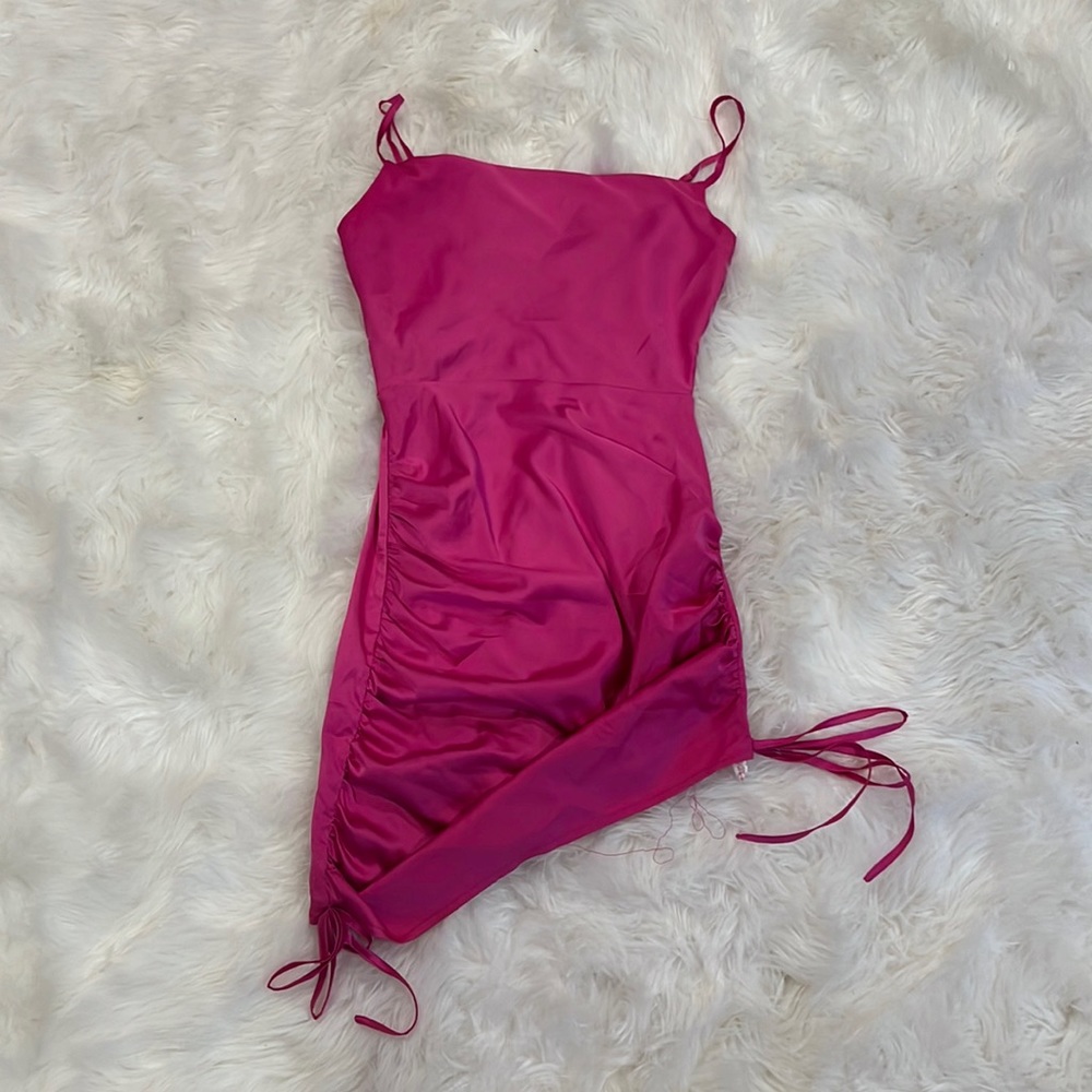 hot pink silk dress